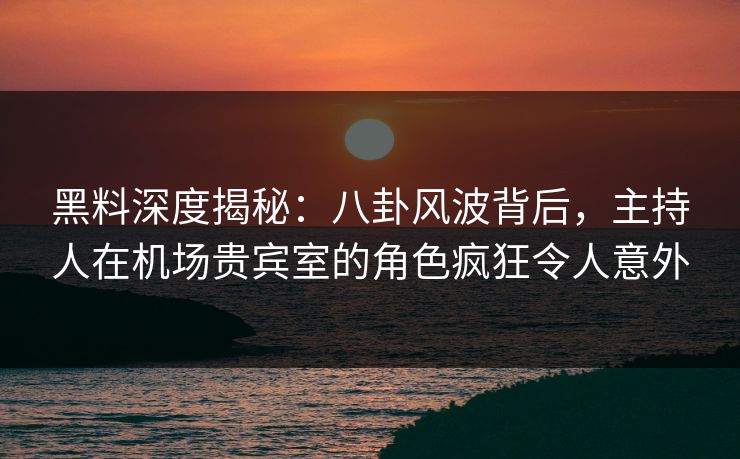 黑料深度揭秘：八卦风波背后，主持人在机场贵宾室的角色疯狂令人意外