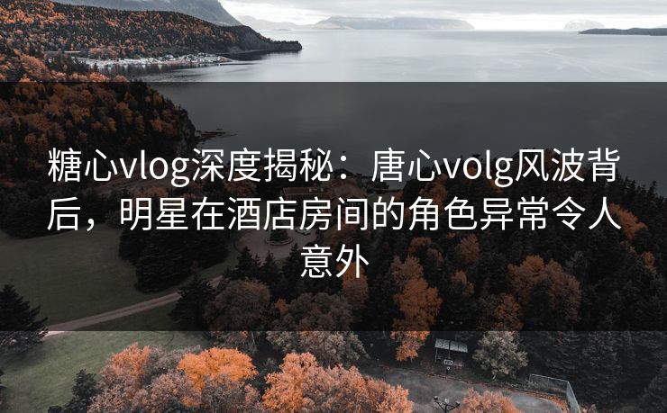 糖心vlog深度揭秘：唐心volg风波背后，明星在酒店房间的角色异常令人意外