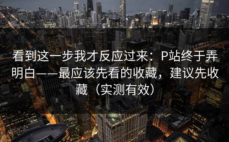 看到这一步我才反应过来：P站终于弄明白——最应该先看的收藏，建议先收藏（实测有效）